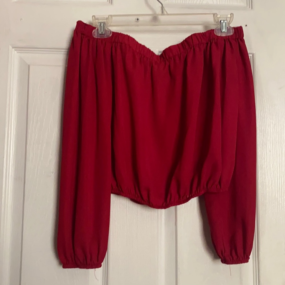 red off shoulder top